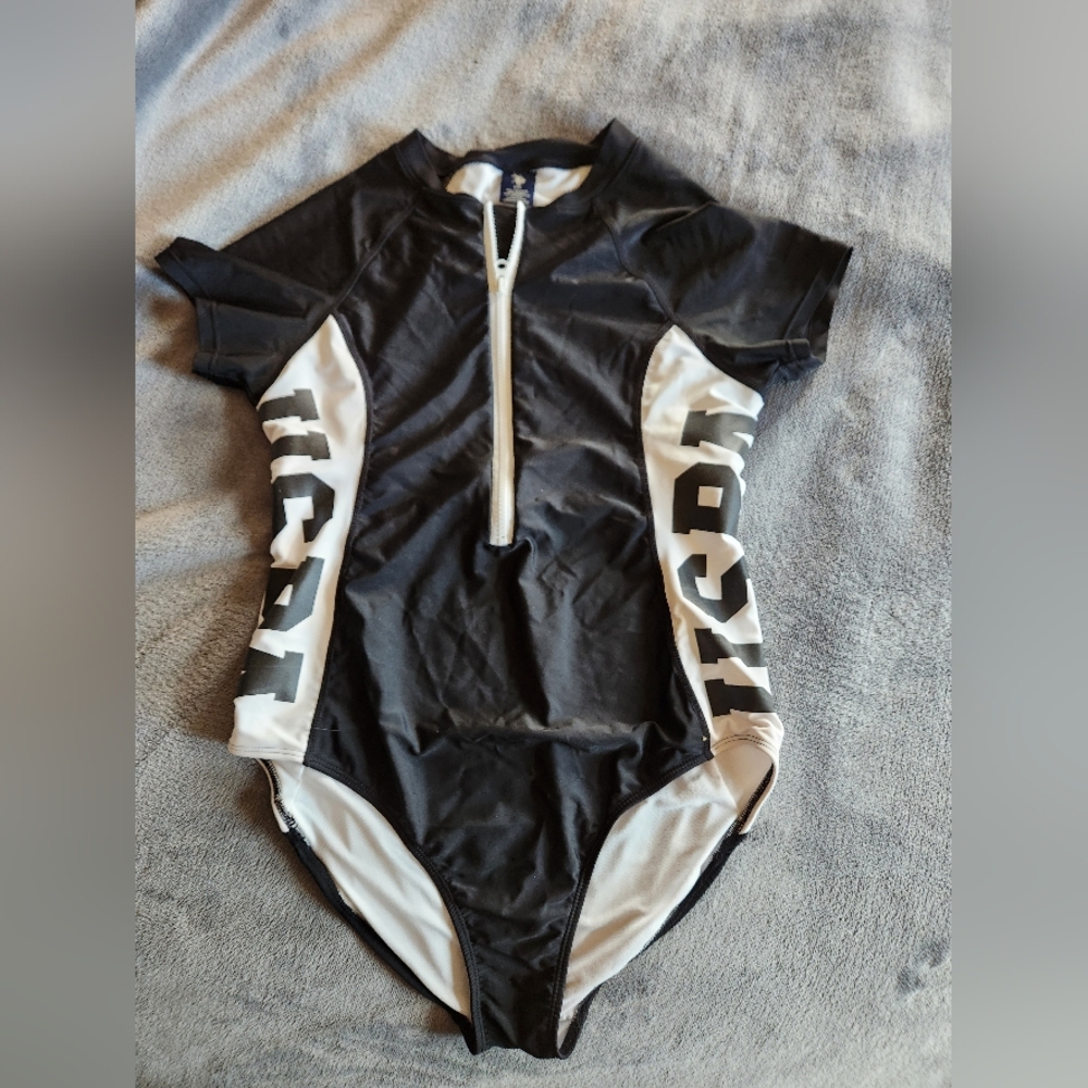 U.S. Polo Assn. Black and White Women's Swim One Piece